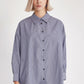 Long sleeve tunic length poplin shirt with pockets women's