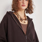 Women cotton full zip hoodie long