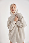 Women cotton full zip hoodie long