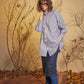 Long sleeve tunic length poplin shirt with pockets women's