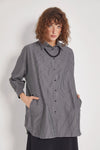 Long sleeve tunic length poplin shirt with pockets women's