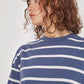 Women 100% cotton striped sweatshirt tunic length