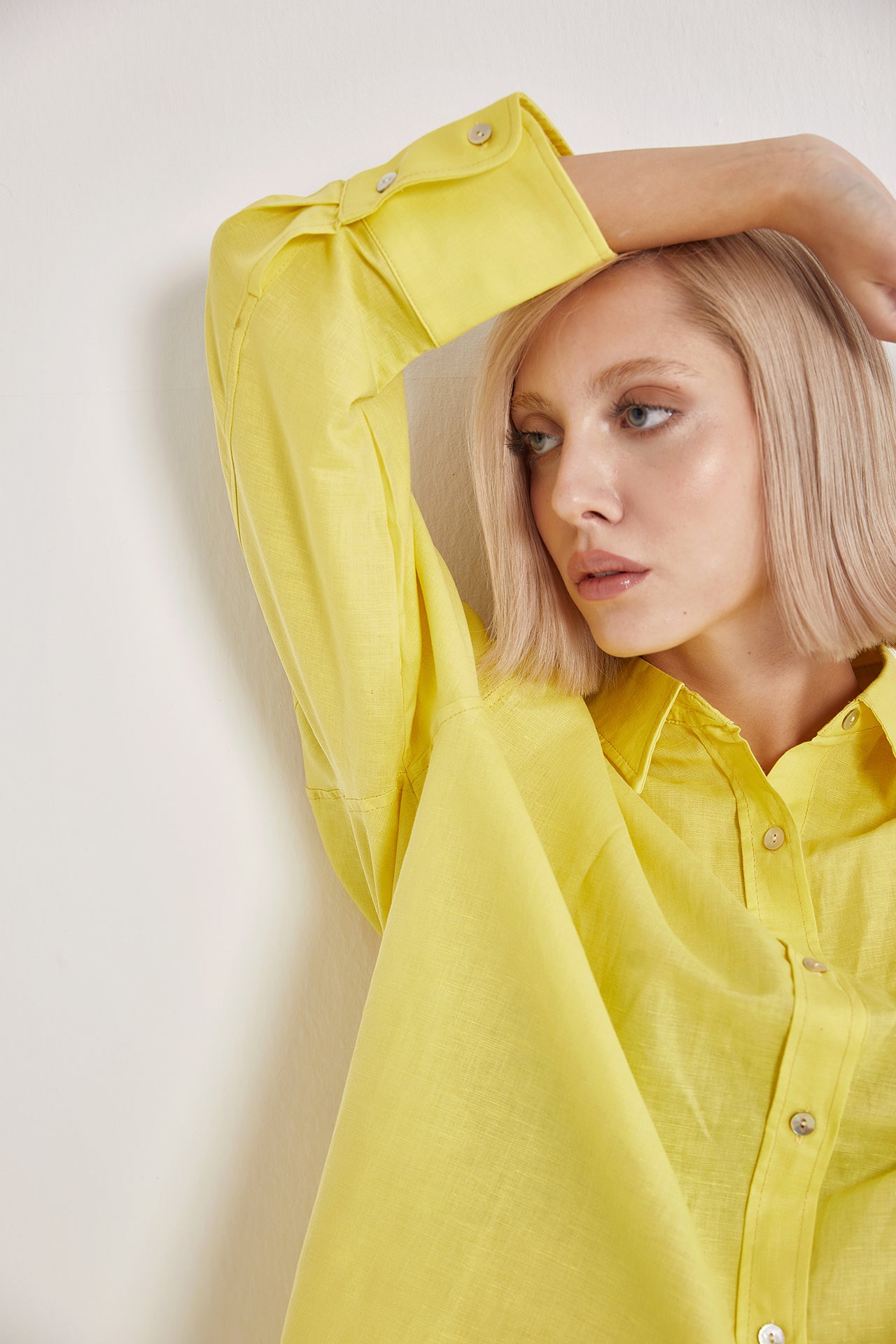 100% linen shirt long sleeve long women's