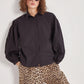 100% cotton poplin balloon long sleeve black shirt 