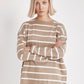 Women 100% cotton striped sweatshirt tunic length in summer