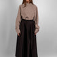 Elegant cotton maxi black skirt with subtle satin sheen and hidden side pockets