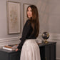 Women's pleated cotton maxi skirt in lightweight breathable fabric, modest summer fashion